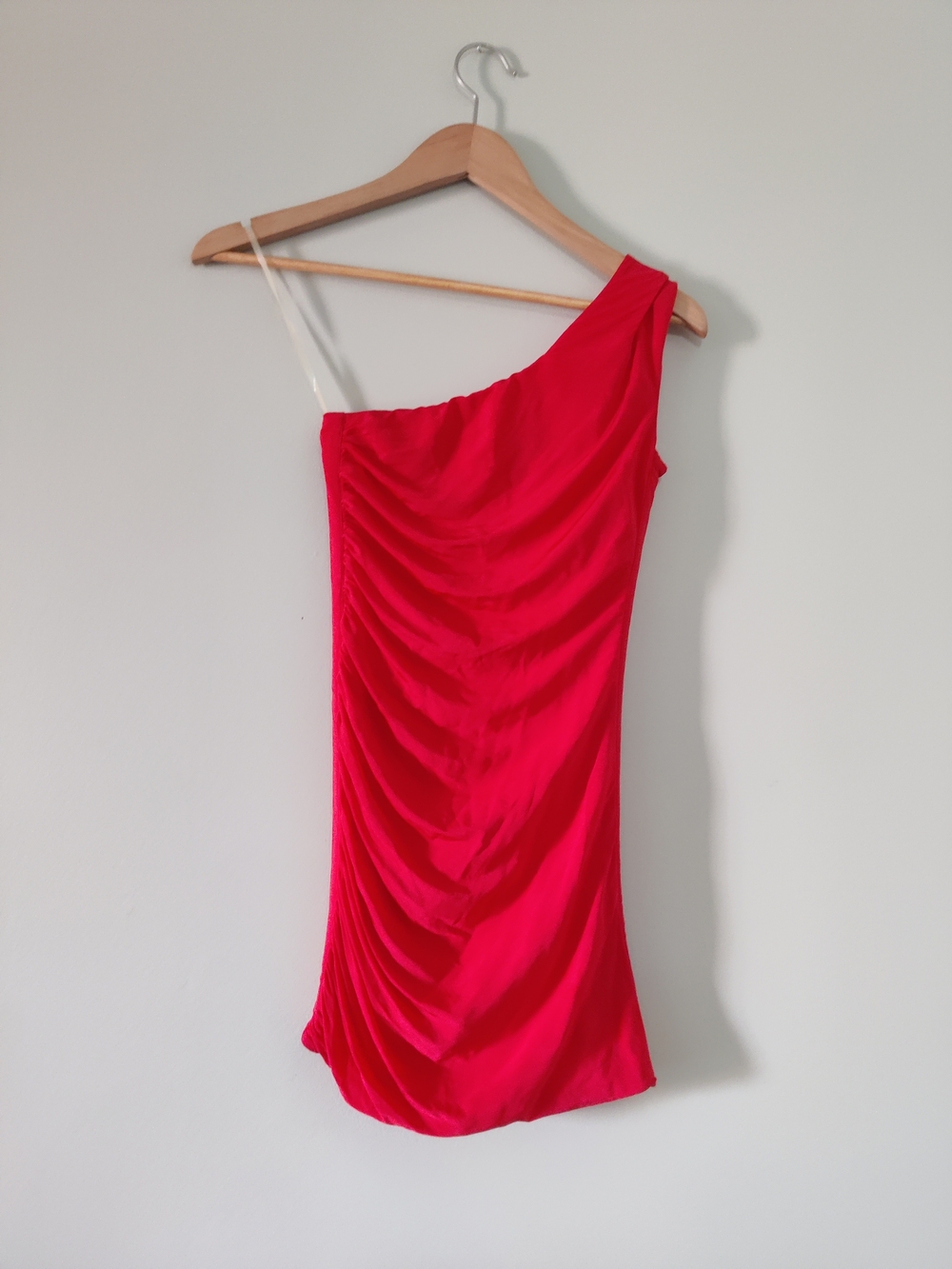 Guess by Marciano One-Shoulder Bright Red Ruched Cocktail Dress